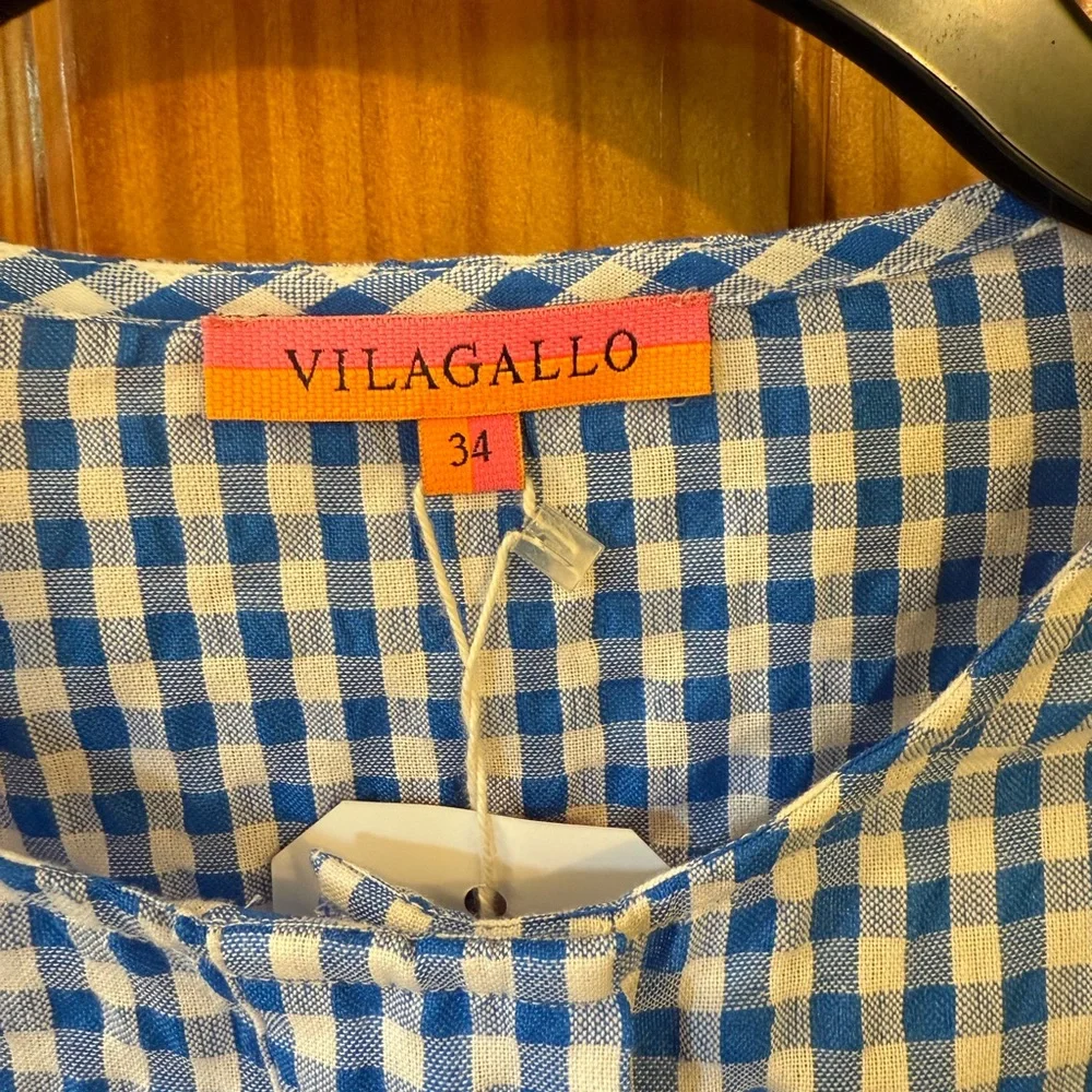 Vilagallo Palm Trees Gingham Resortwear Dress - Picture 5 of 8